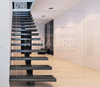 Лестница на центральном косоуре в стиле минимализм